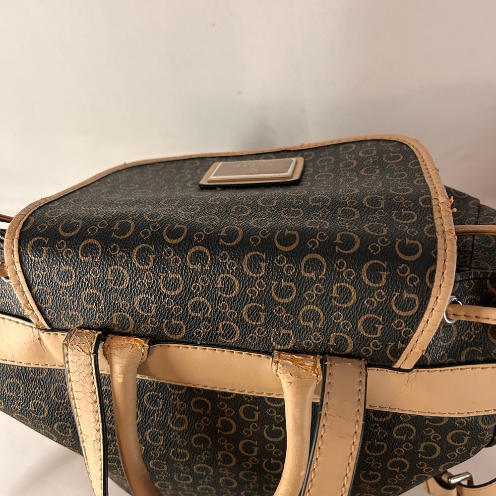 Guess Monogram Drawstring Backpack Brown + Tan - image 2